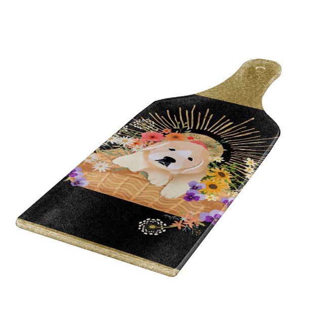 GOLDEN HOUR - retriever - glass charcuterie board (Corner)