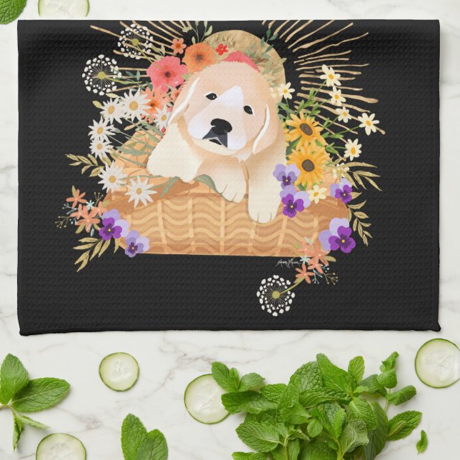GOLDEN HOUR - retriever - ringside/kitchen towel (Folded)