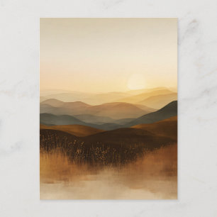 Golden Hour Rolling Hills Sunset Layers Postcard