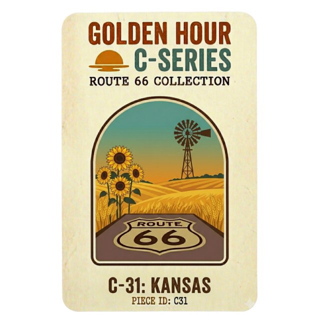 Golden Hour Route 66 C-Series | Kansas Magnet (Vertical)