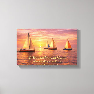 Golden Hour Sailboats Canvas Wall Art | Coastal Su