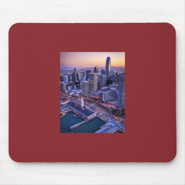 Golden Hour San Francisco City Aerial View Mouse Pad (Front)