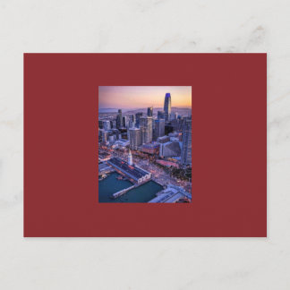 Golden Hour San Francisco City Aerial View Postcard