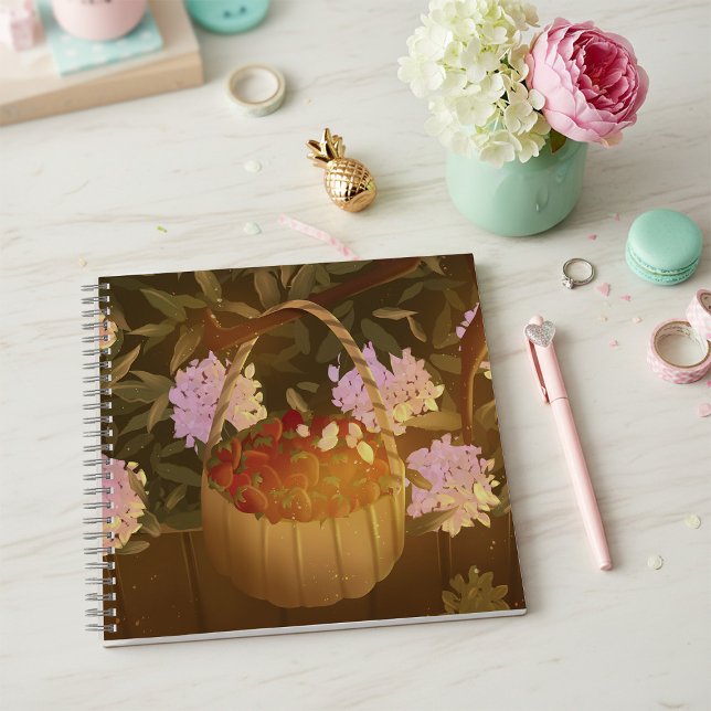 Golden Hour Strawberry Basket Square Notebook (Creator Uploaded)