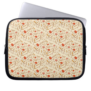 Golden Hour Study   Retro Ogee Floral Laptop Sleeve