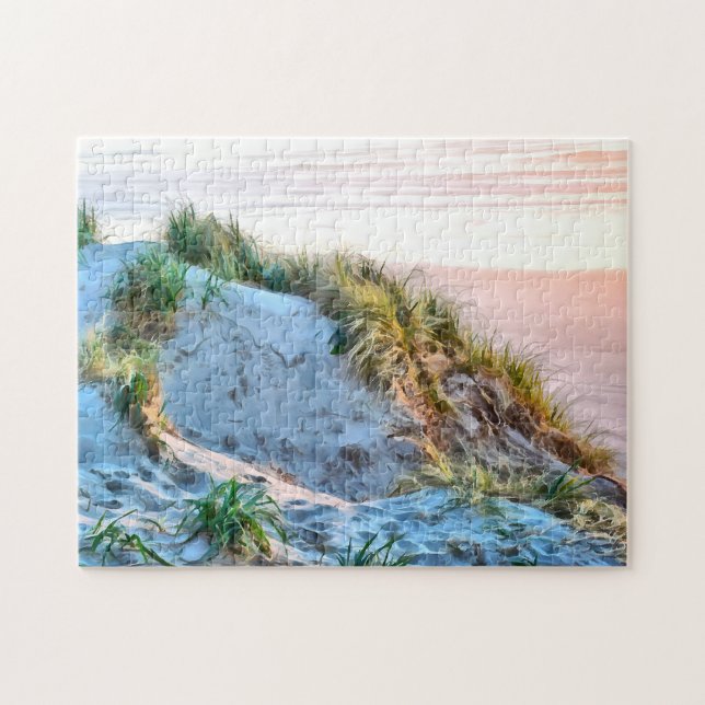 Golden Hour Sunset on Florence Dunes in Oregon Jigsaw Puzzle (Horizontal)