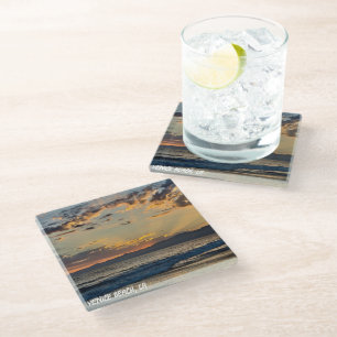 Golden Hour Sunset - Venice Beach, CA Glass Coaster