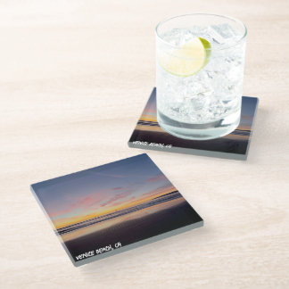 Golden Hour Sunset - Venice Beach, CA  Glass Coaster