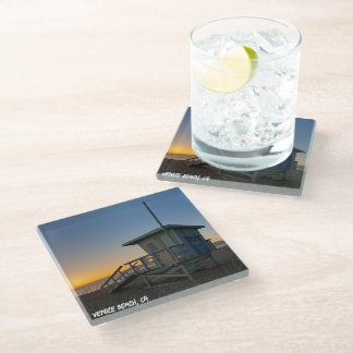 Golden Hour Sunset - Venice Beach, CA  Glass Coaster