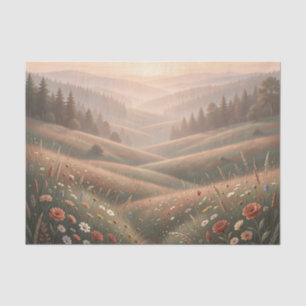 Golden Hour Wildflower Meadow Rolling Hills Sunset Tissue Paper
