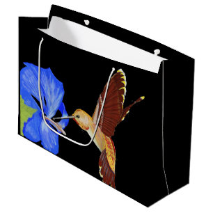 Golden Hummingbird and Blue Hibiscus large Large Gift Bag