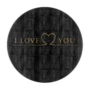 Golden I Love You Typography Cutting Board