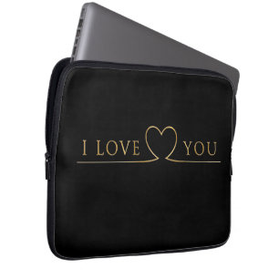 Golden I Love You Typography Laptop Sleeve