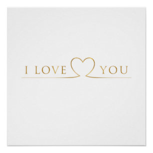 Golden I Love You Typography Poster