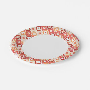 Golden ikat geometric pattern paper plate