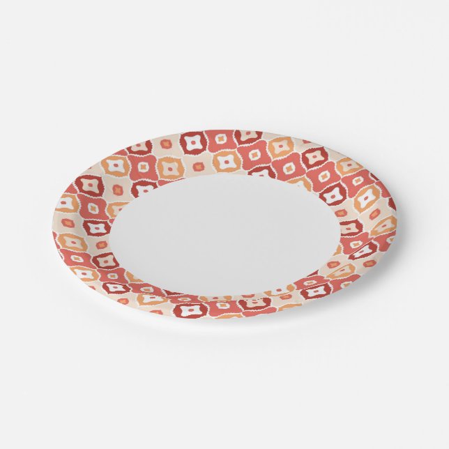 Golden ikat geometric pattern paper plate (Angled)