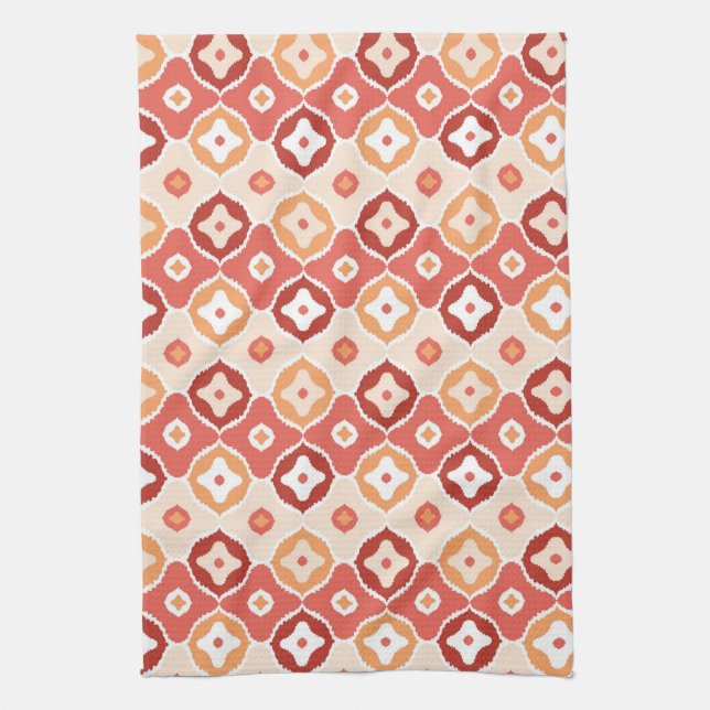 Golden ikat geometric pattern tea towel (Vertical)