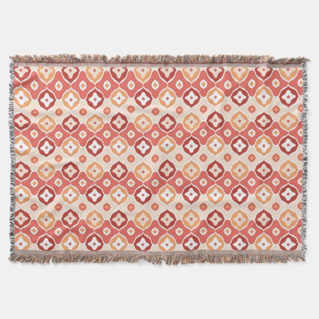 Golden ikat geometric pattern throw blanket (Front)