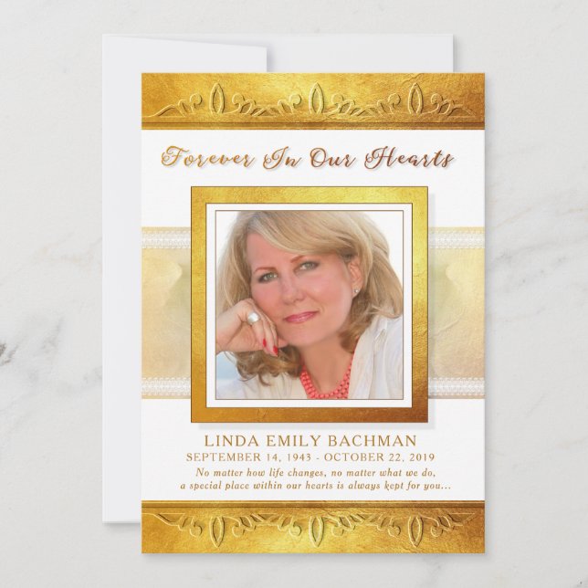 Golden In Our Hearts Photo Thank You Sympathy (Front)