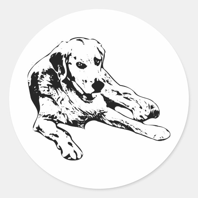 Golden in Simple Lines Classic Round Sticker (Front)