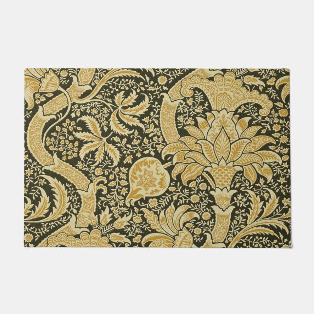 Golden Indian Pattern, William Morris Doormat (Front)