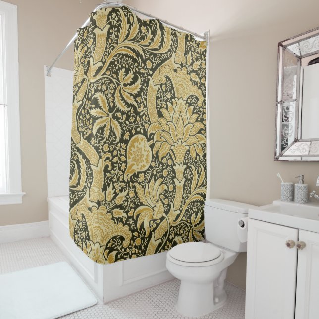 Golden Indian Pattern, William Morris Shower Curtain (In Situ)