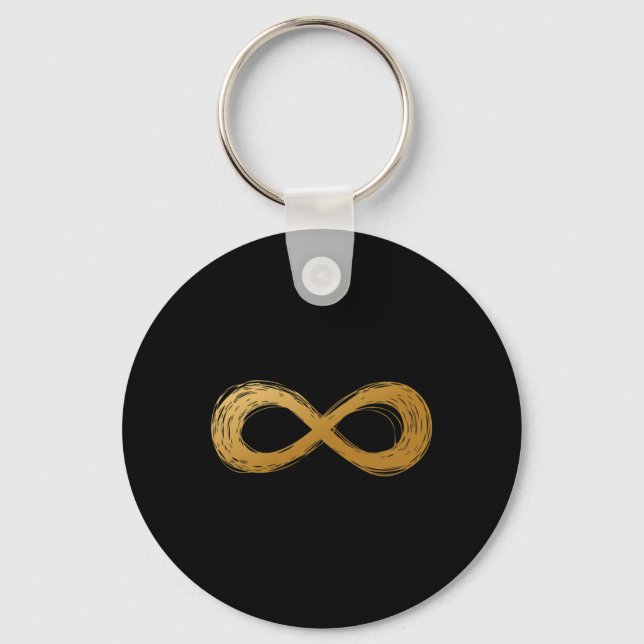 Golden Infinity Neurodiversity Symbol - Autism Awa Key Ring (Front)