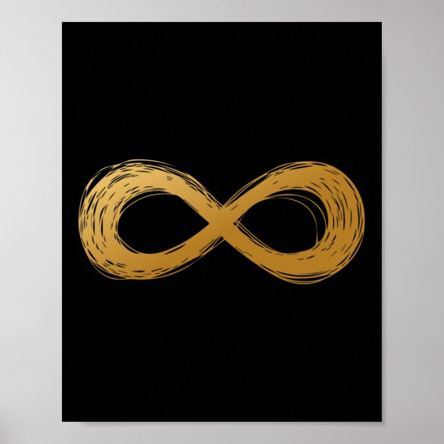 Golden Infinity Neurodiversity Symbol - Autism Awa Poster (Front)