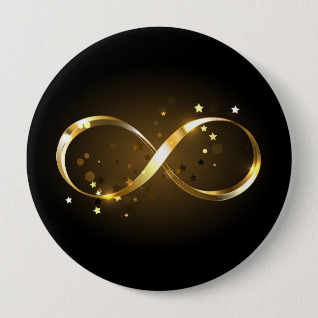 Golden Infinity Symbol 10 Cm Round Badge (Front)
