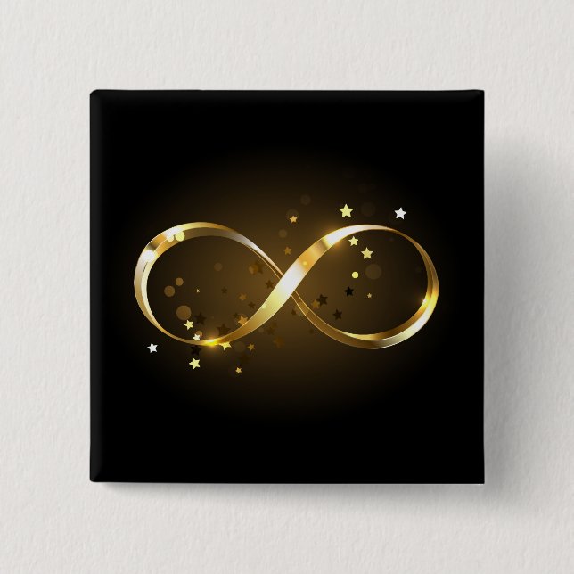 Golden Infinity Symbol 15 Cm Square Badge (Front)