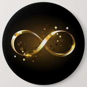 Golden Infinity Symbol 6 Cm Round Badge
