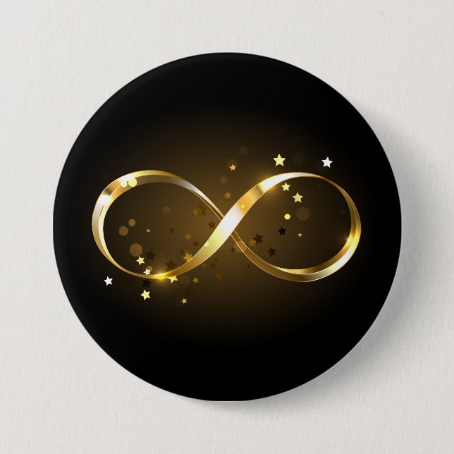 Golden Infinity Symbol 7.5 Cm Round Badge (Front)
