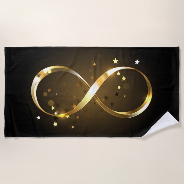 Golden Infinity Symbol Beach Towel (Front)