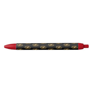 Golden Infinity Symbol Black Ink Pen