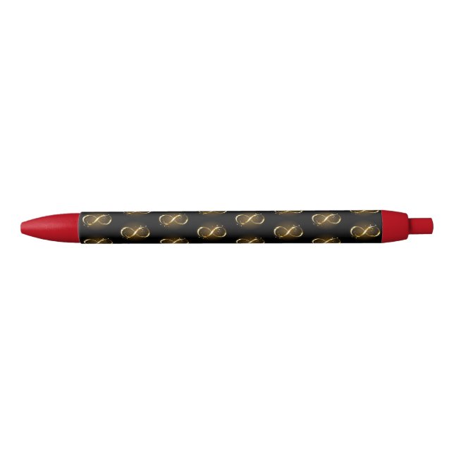 Golden Infinity Symbol Black Ink Pen (Front)