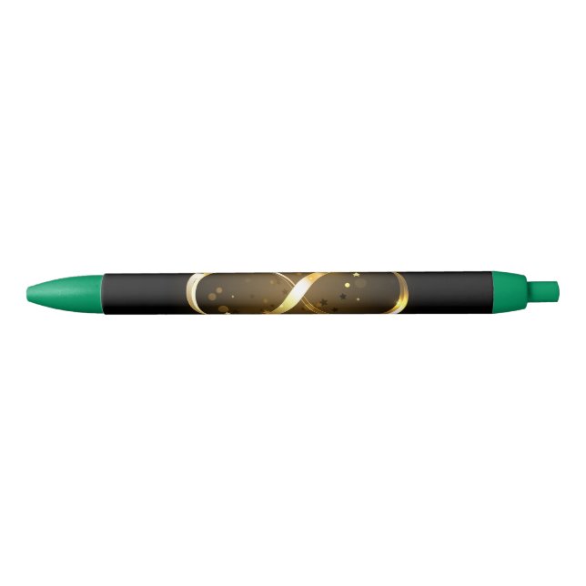 Golden Infinity Symbol Black Ink Pen (Front)