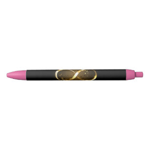 Golden Infinity Symbol Black Ink Pen