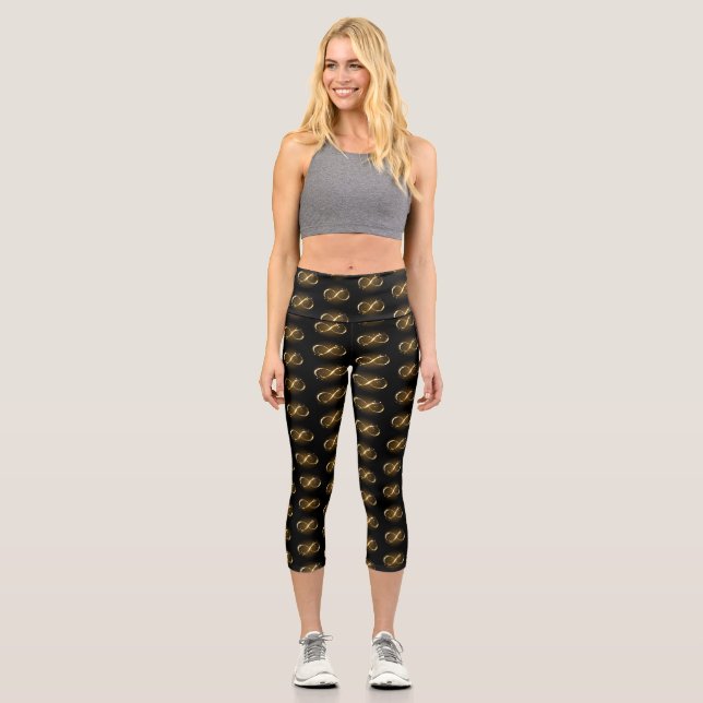 Golden Infinity Symbol Capri Leggings (Front)