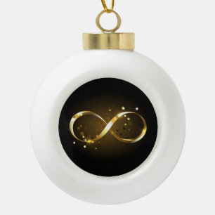 Golden Infinity Symbol Ceramic Ball Christmas Ornament