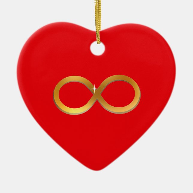 Golden Infinity Symbol Ceramic Tree Decoration (Front)