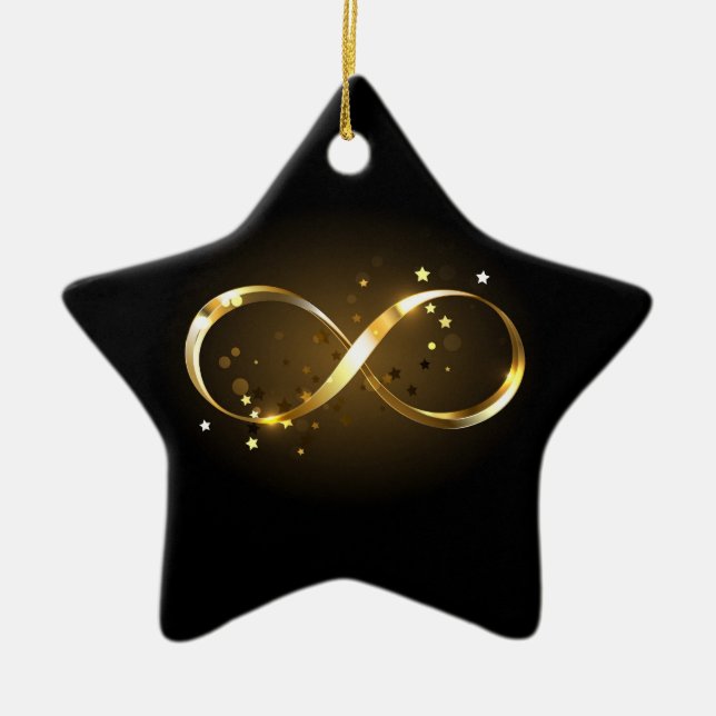 Golden Infinity Symbol Ceramic Tree Decoration (Front)