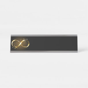 Golden Infinity Symbol Desk Name Plate