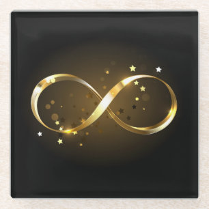 Golden Infinity Symbol Glass Coaster