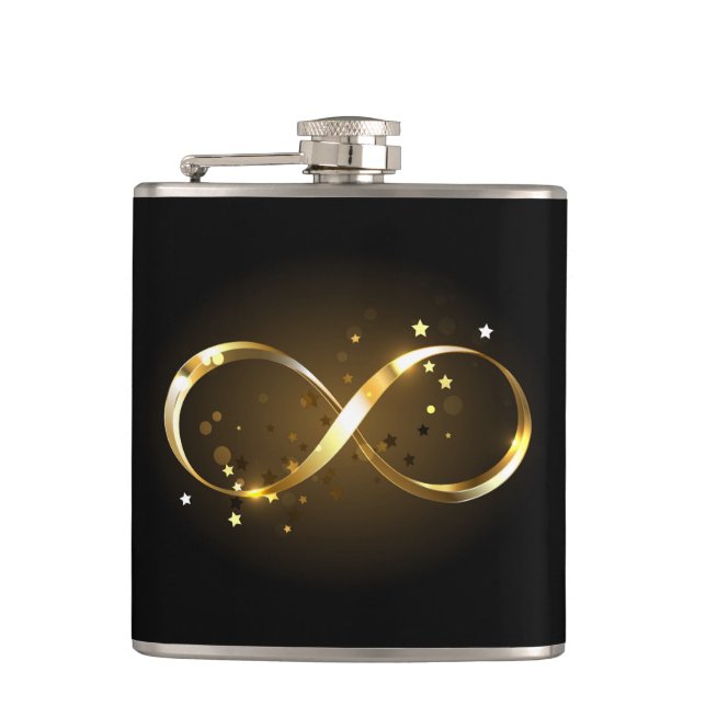 Golden Infinity Symbol Hip Flask (Front)