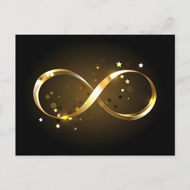 Golden Infinity Symbol Invitation Postcard (Front)