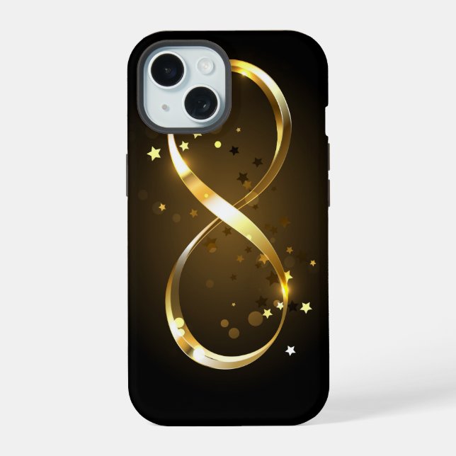 Golden Infinity Symbol iPhone 15 Case (Back)
