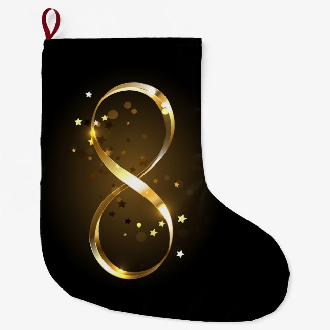 Golden Infinity Symbol Large Christmas Stocking (Front)