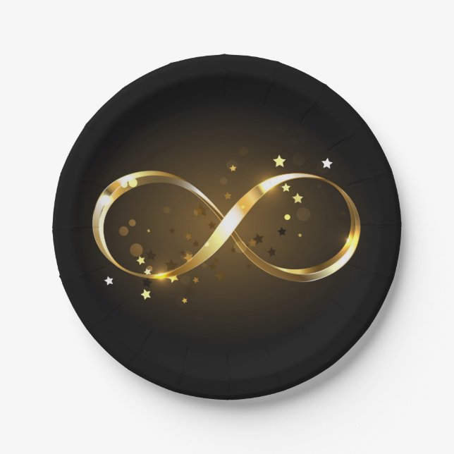 Golden Infinity Symbol Paper Plate (Front)