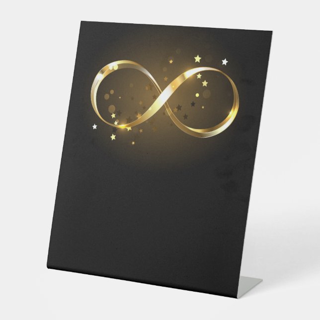 Golden Infinity Symbol Pedestal Sign (Front)