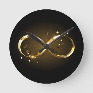 Golden Infinity Symbol Round Clock